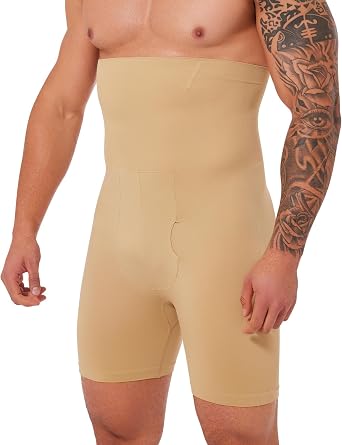 Mens Tummy Control Shapewear High Waist Compression Shorts Belly Girdle | Body Shaper for Men Seamless Girdles for Belly Fat Waist Tummy Control Underwear Compression Thigh Slimmer