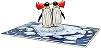 Vista 2 de CUTPOPUP PenguinCouple, tarjeta desplegable para el día de San Valentín, tarjeta de aniversario, tarjeta de felicitación emergente 3D