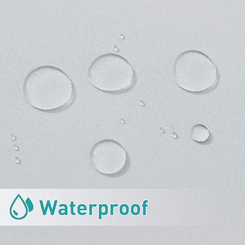 Miniatura 6 de NICETOWN - 2 paneles de cortinas para patio al aire libre impermeables con pestaña autoadhesiva, cortinas de bloqueo de luz con aislamiento térmico