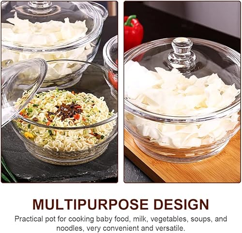 Miniatura 6 de Vaguelly Cacerola transparente con tapa utensilios de cocina de alto borosilicato olla de cocina resistente estufa de doble oreja para pasta sopa de