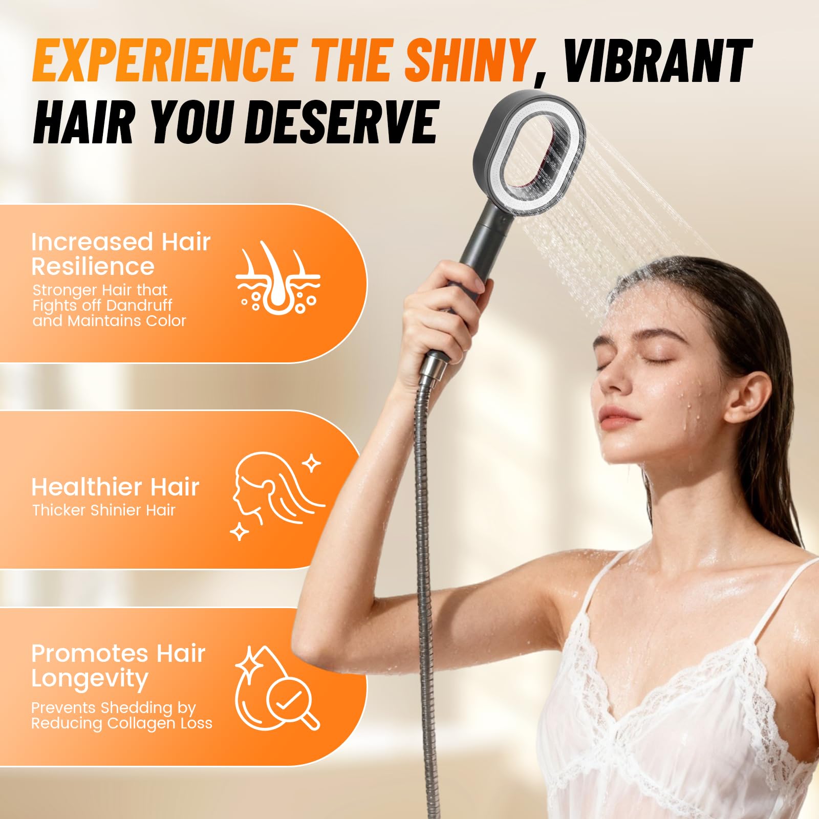 Filtersonic 3 en 1 Shower Head Doodle, cabezal de ducha de masaje de alta presión contra la cal, elimina el cloro residual del agua dura y los metales pesados + accesorios (gris)