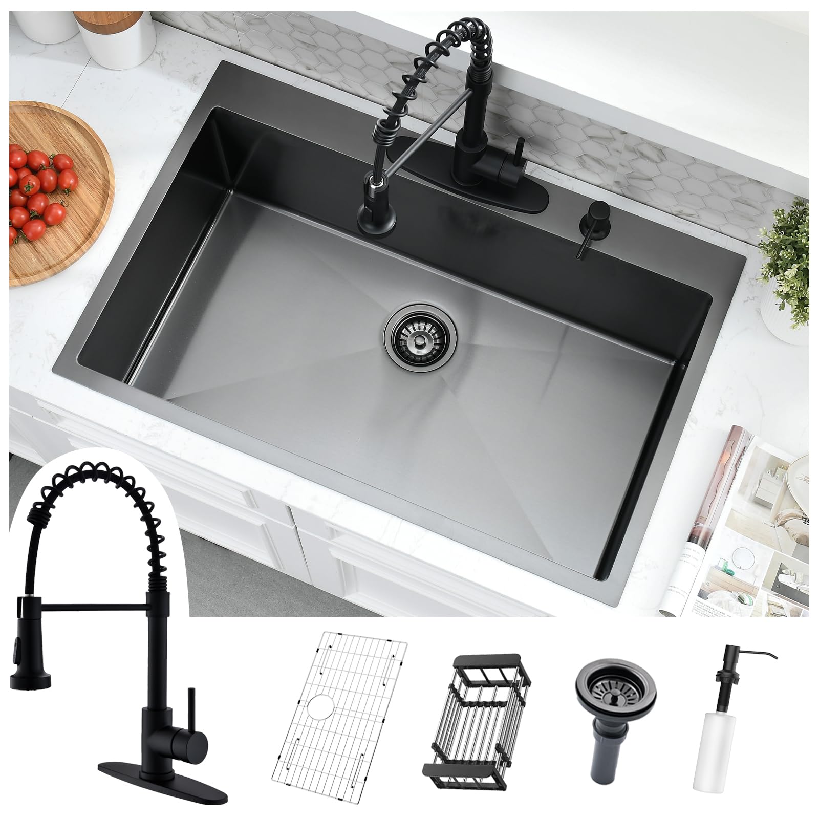 Kitead 33x22 Drop In Kitchen Sink with Faucet