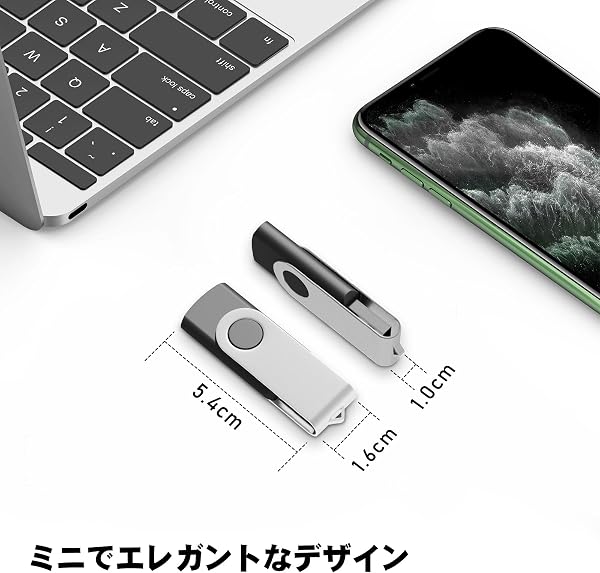 TEWENE USBメモリ 2GB 10個セット 10色 回転式 フラッシュメモリー フラッシュドライブ USBフラッシュメモリー USB2.0 コンパクト ストラップ付 (2GB, 10色) - 2