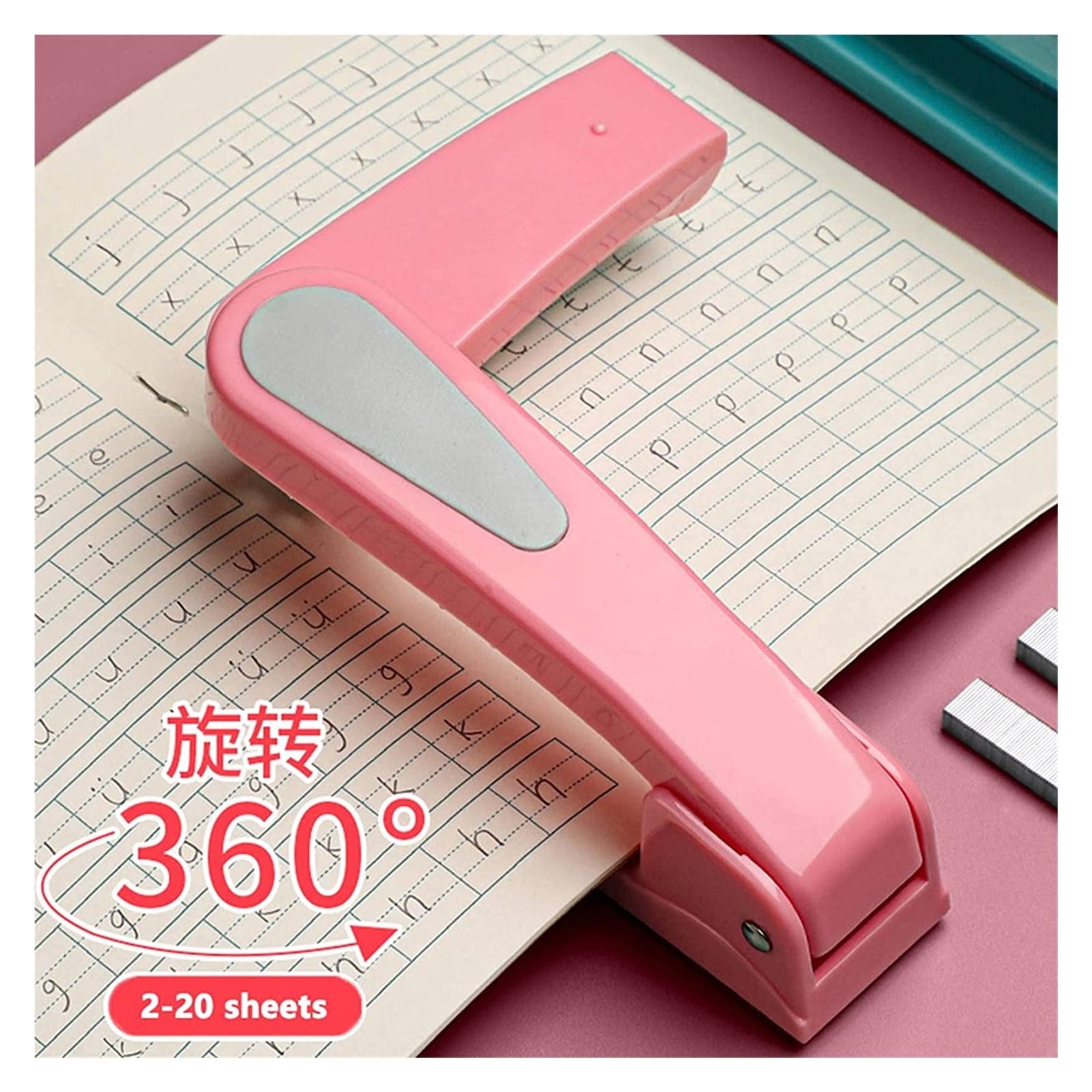 Kleines Büroheftgerät 360 Rotation Heavy Duty Hefter Use24 / 6 Heftklammern Mühelose Lange Hefter Schulpapierhefter Büro Bücherbinderbedarf Effortless Desktop Heftgerät (Color : A)