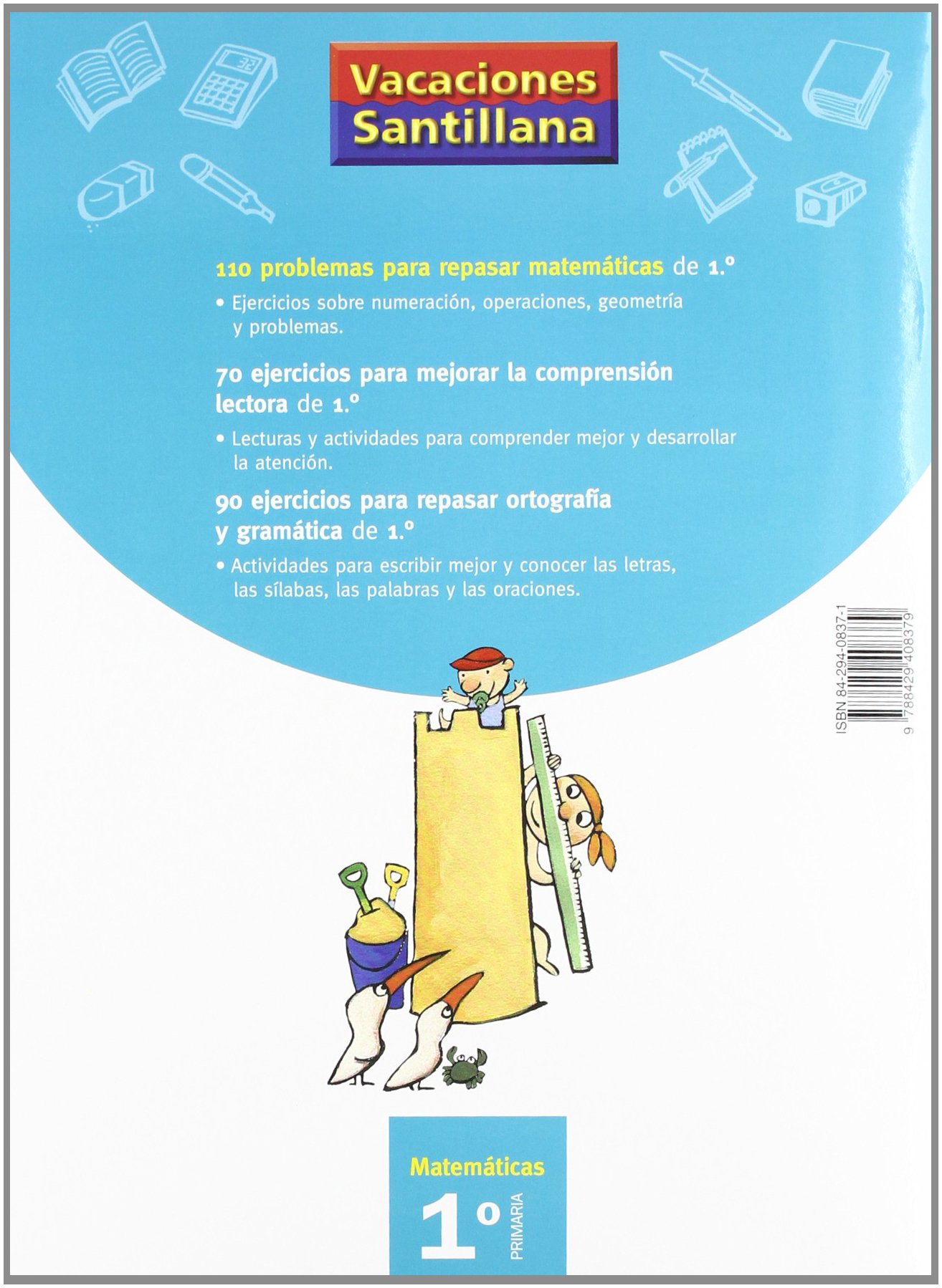 VACACIONES SANTILLANA 1 PRIMARIA 110 PROBLEMAS PARA REPASAR MATEMATICAS