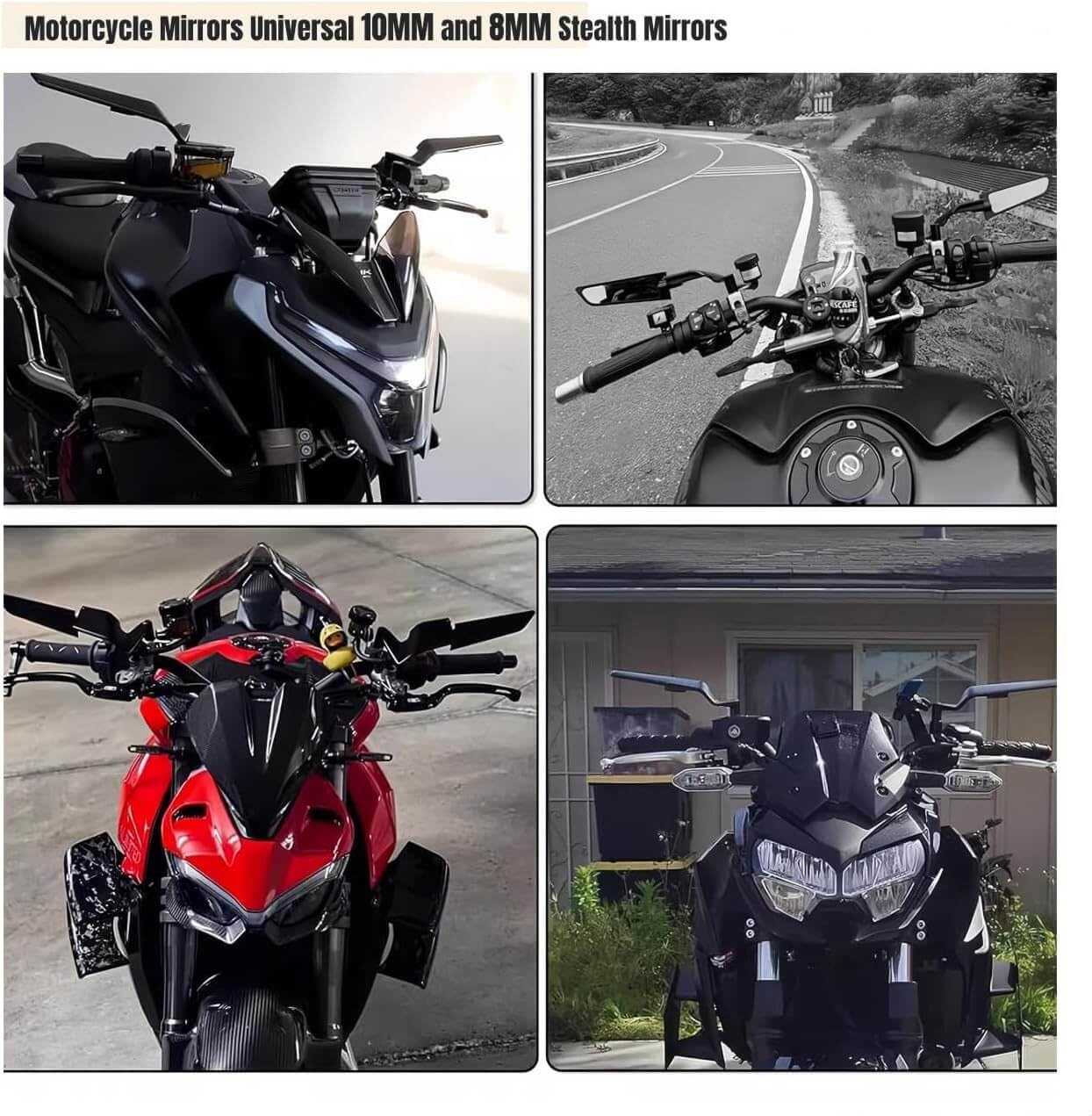 Specchietti Retrovisori Moto Universali Regolabili Z650 Z900 Z1000 Duke 390 790 1290 MT07 MT09