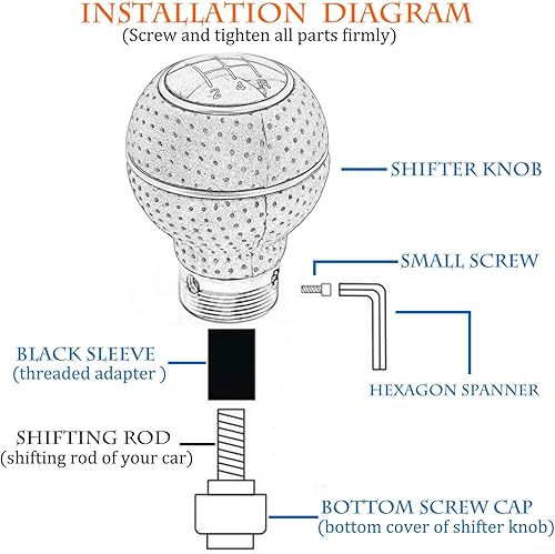 Miniatura 3 de Pomo de palanca de cambios de 5 velocidades, pomo de palanca de cambios de aluminio cubierto de cuero para la mayoría de transmisiones manuales,