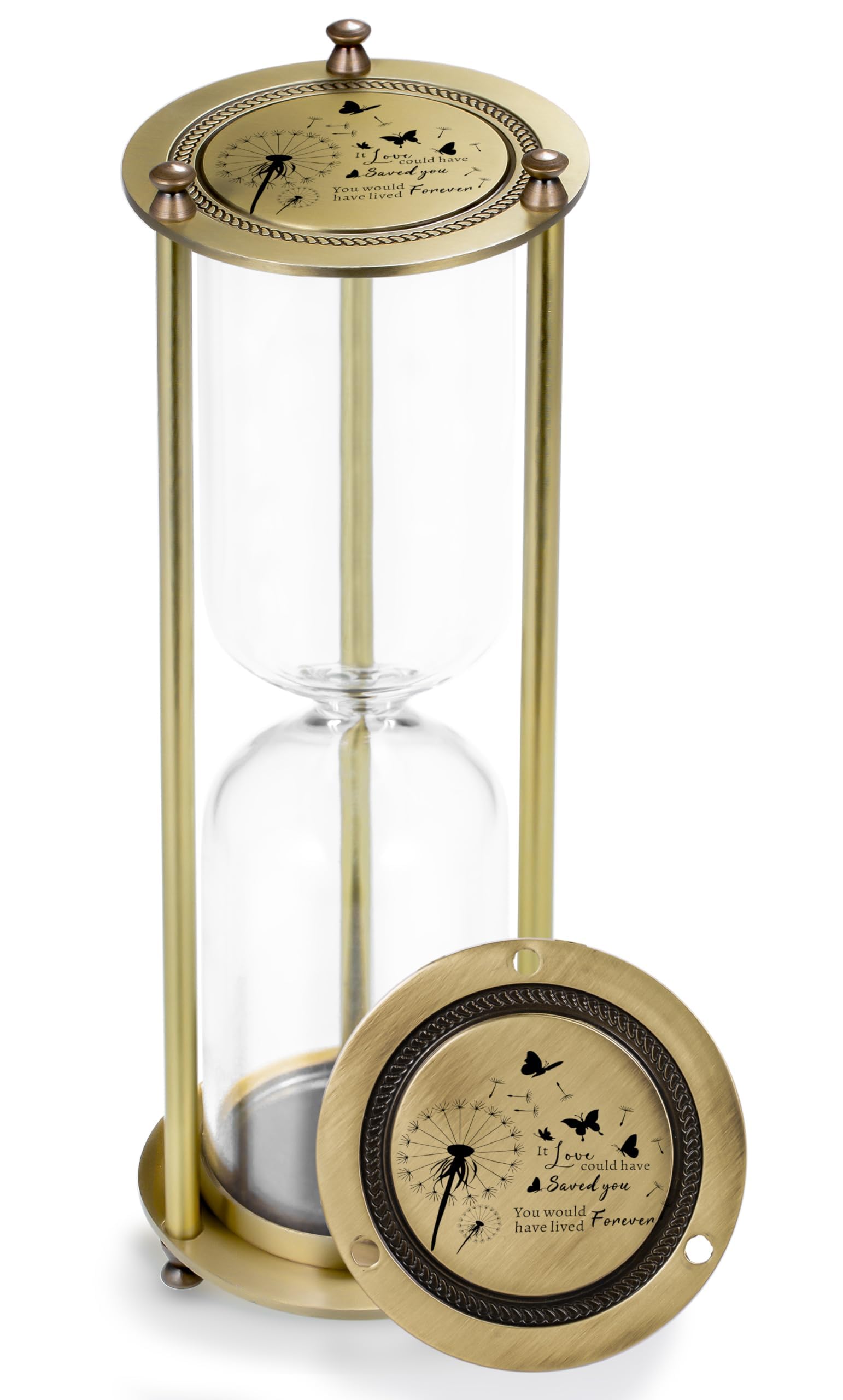 Gredstar Wide Neck Hourglass Ashes Holder - If Love Could Have Saved You Fillable Cremation Urn Memorial Sand Timer with Sifter, In Loving Memory Sympathy Gift (Empty)