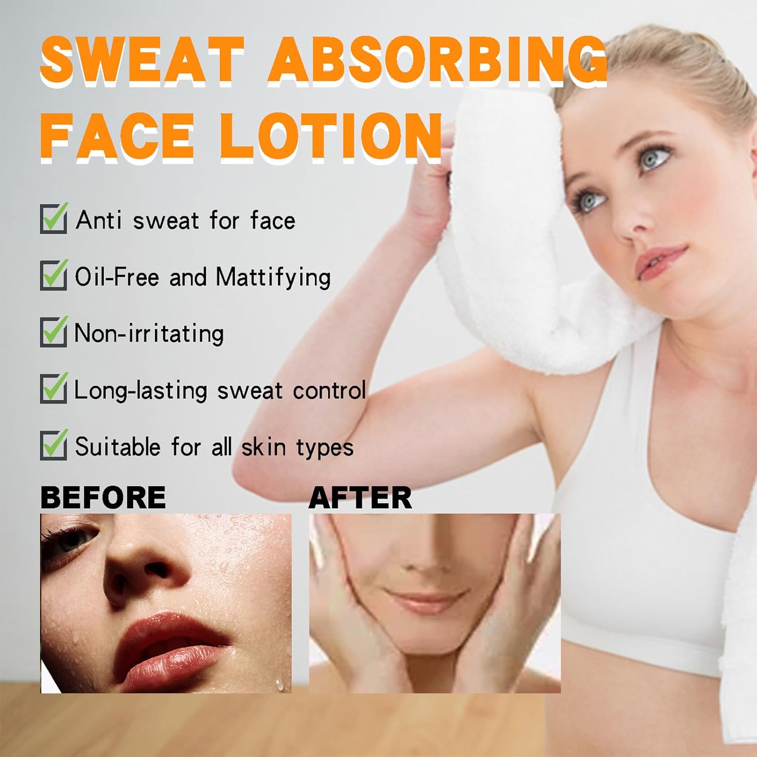 Face Antiperspirant, Face Sweat Blocker, Face Discourage Sweat, Face No Sweat Lotion for Face, Body, Forehead, and Scalp Dry, Excessive Sweating & Hyperhidrosis, Oily Skin Control (2PCS) - Image 6