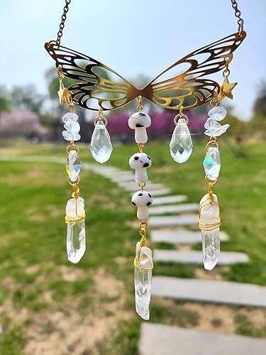 Miniatura 3 de Atrapasoles de cristal de mariposa, alas de ángel, bola de cristal, campanilla de viento, adorno colgante de mariposa, cristales para decoración de