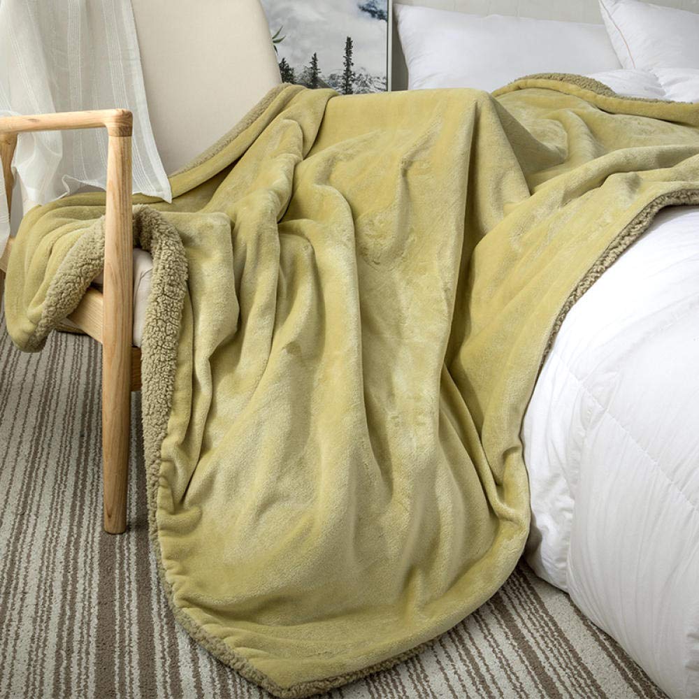 VHKJewE Blanket Throw for Bed Mint Throws for Sofas Large Fall and Winter Fleece Soft and Cosy Heavy(Mustard,150x200cm)