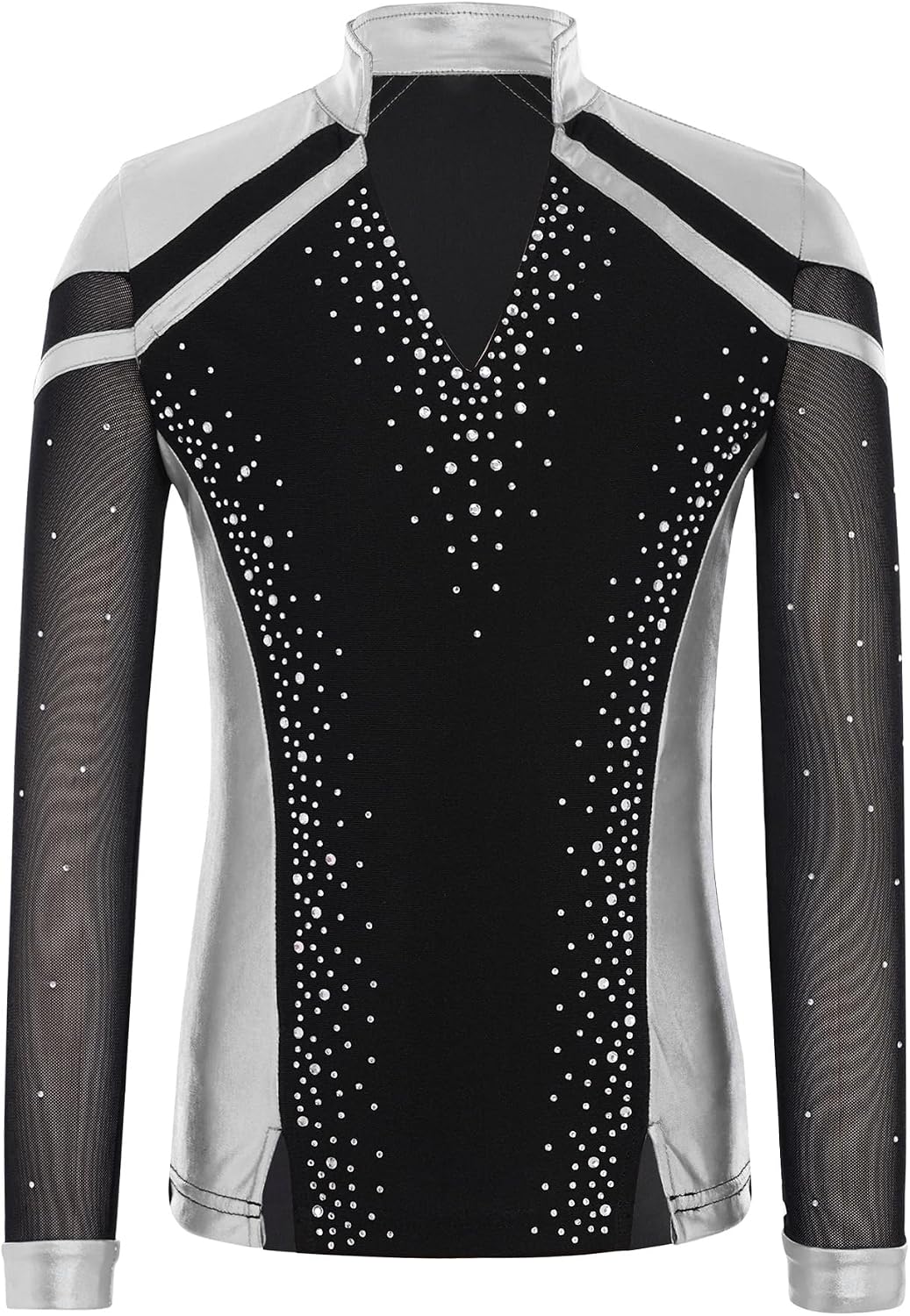 Sparkly Dance Outfits Sets for Boys Kids Ice Skating Suits Stage Performance Competitions Silver+Black 8 Years
