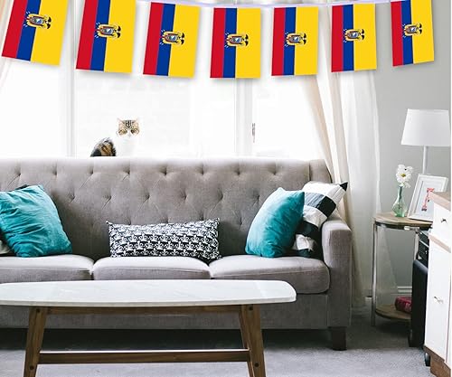 Miniatura 4 de MacLand 30 tiras de bandera de Ecuador, banderines ecuatorianos de 32 pies, pancarta de decoración de ecuatorianos para decoración de patio interior