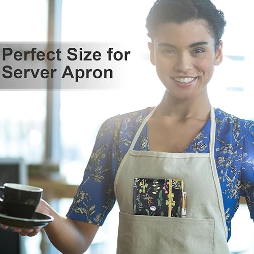 Miniatura 6 de Libros para camarera lindo libro de camarera con bolsillo para dinero, libro de servidor de cuero con cremallera cartera negra organizador de libros