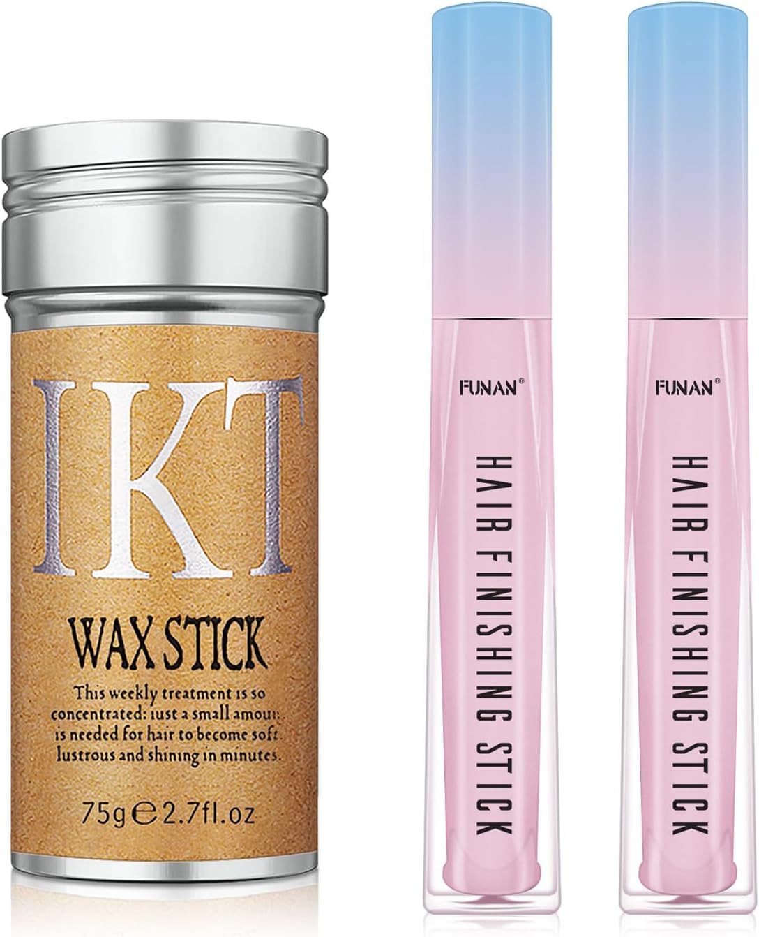 Hair Finishing Stick 2 PCS & Hair wax stick 1 PCS, for Hair Edge Frizz Control, Small Broken Hair, Broken Hair Finishing Stick, Naturally Refreshing, Non-Greasy and Non-Sticky
