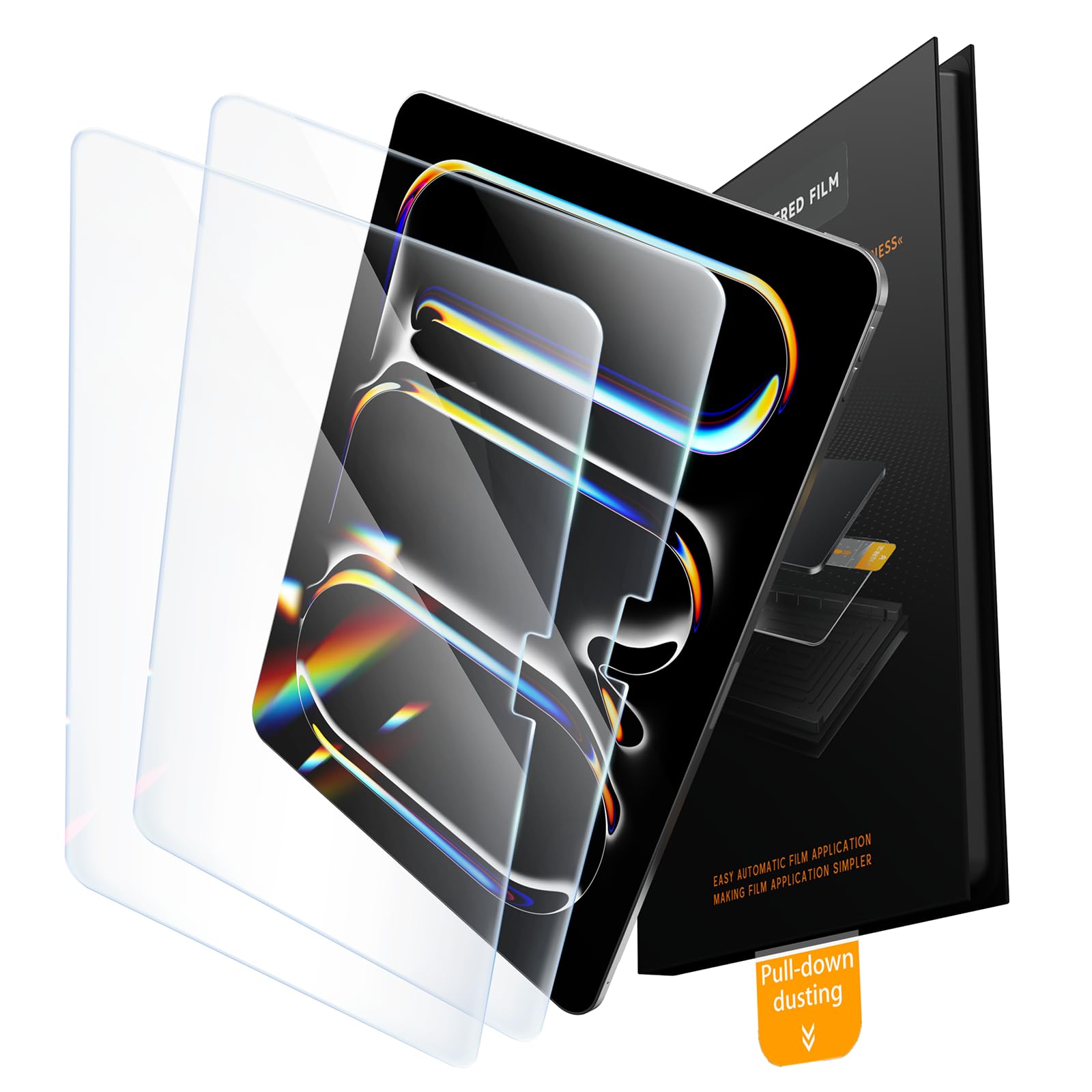 JKSML 2-Pack Screen Protector for iPad Pro 13 Inch M5/M4 (2025/2024), Tempered Glass UltraFit Tray for Easy Installation, Case Friendly, Bubble-Free, Face ID &amp; Apple Pencil Support