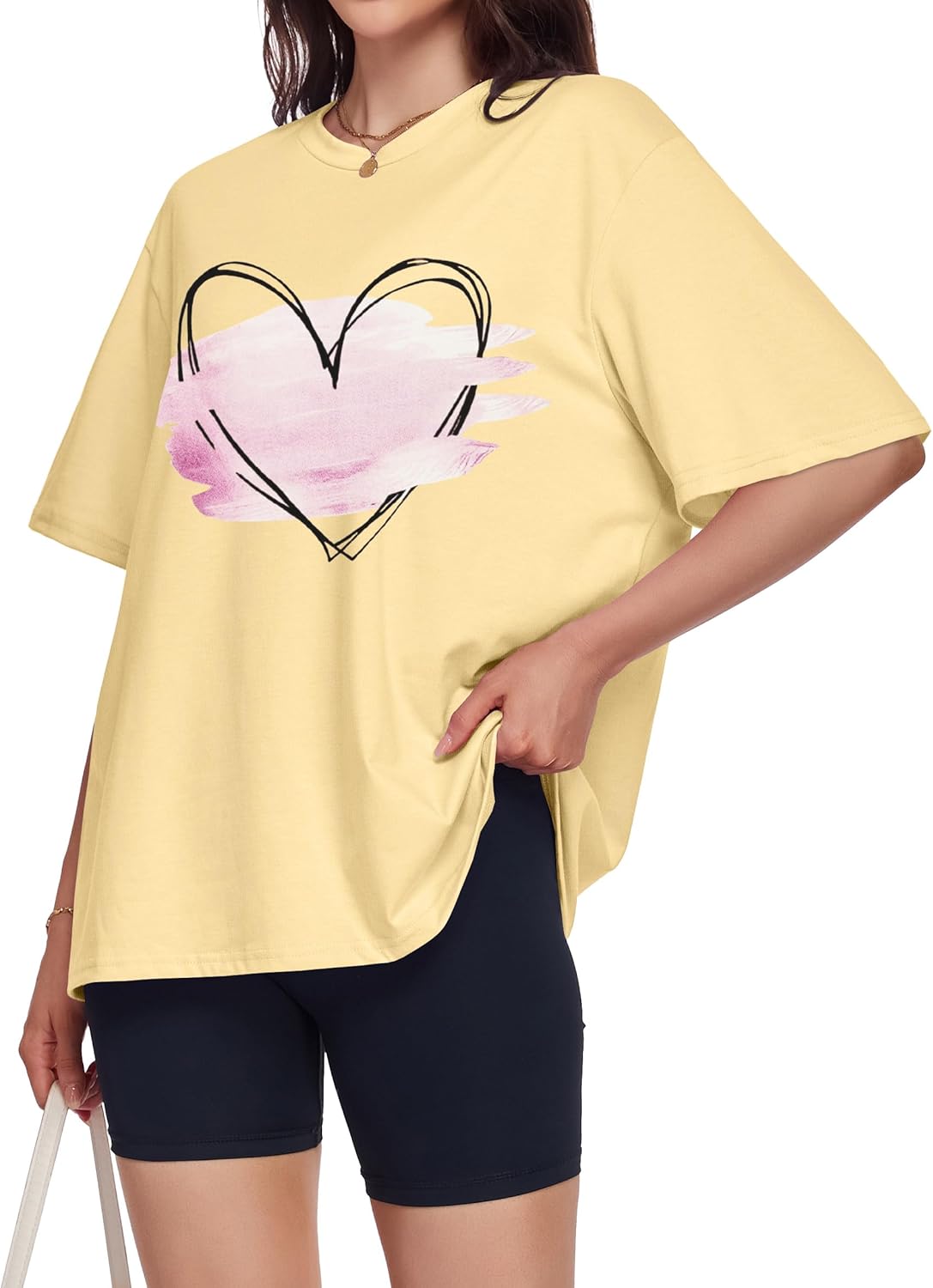 ADOREJOY Oversized Tshirts for Women Crewneck Summer Graphic Tees Short Sleeve Loose Basic Tops - Image 3