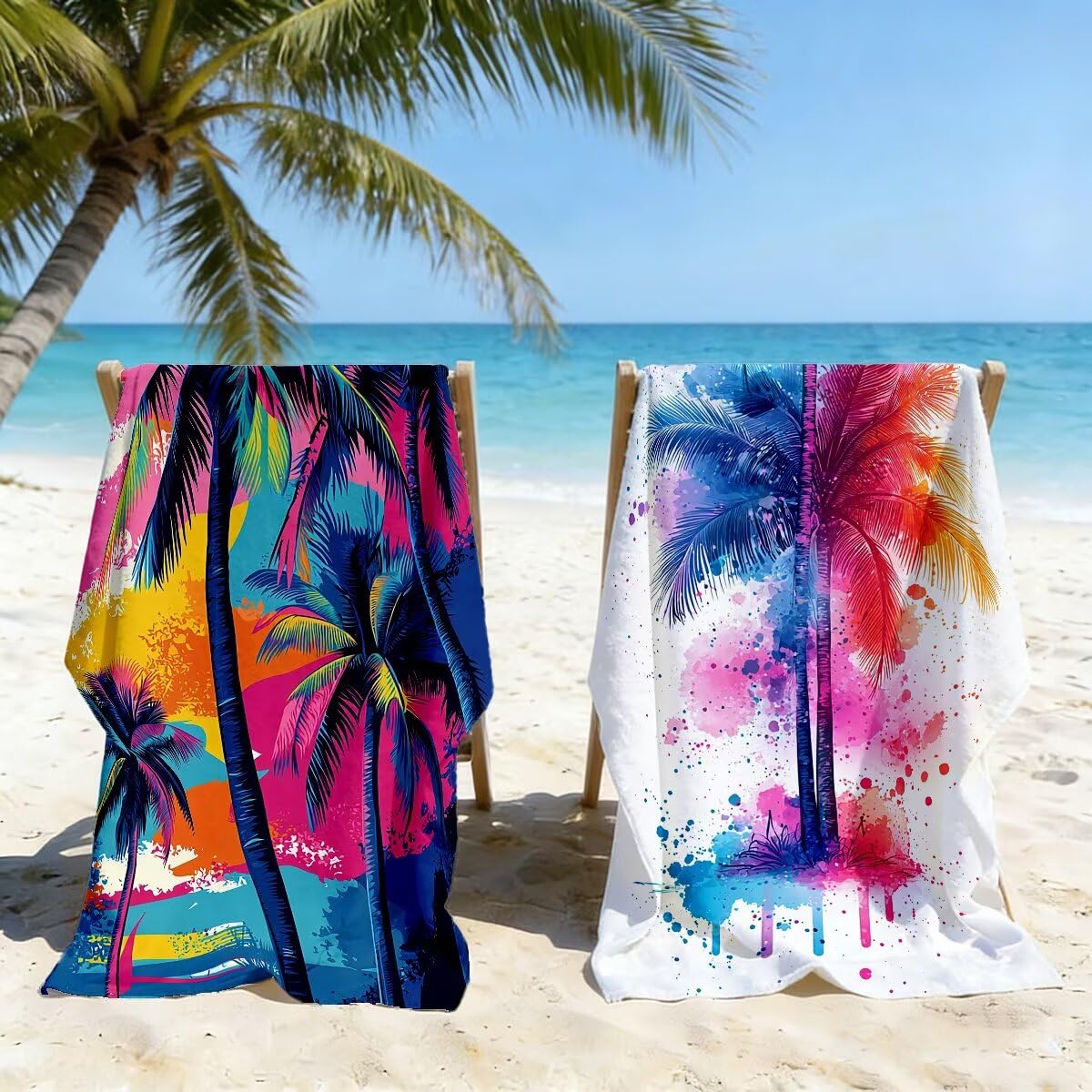 Toalla Playa 80x160 cm, Toalla Gimnasio Microfibra Secado Rapido, Juego de 2 Antiarena Toallas de Playa, Ligera Compacta Toallas Microfibra Grande para Viaje, Regalo Hombre Regalo Mujer (Árbol) -4865