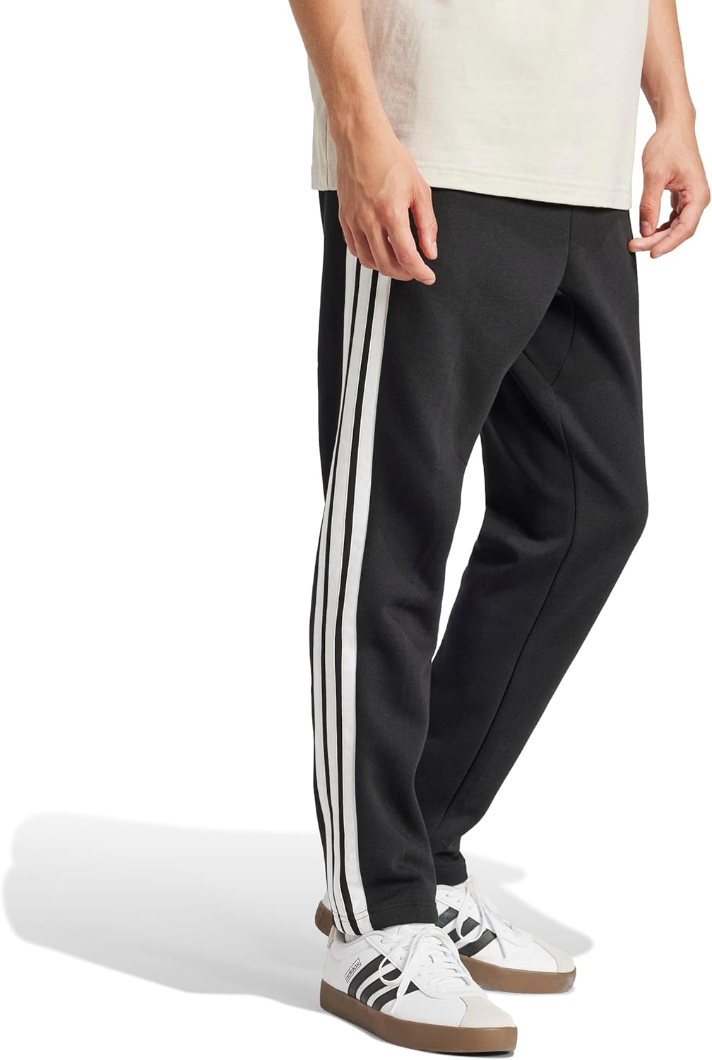 adidas Mens Essentials 3-Stripes Fleece Open Hem Pants - Image 2
