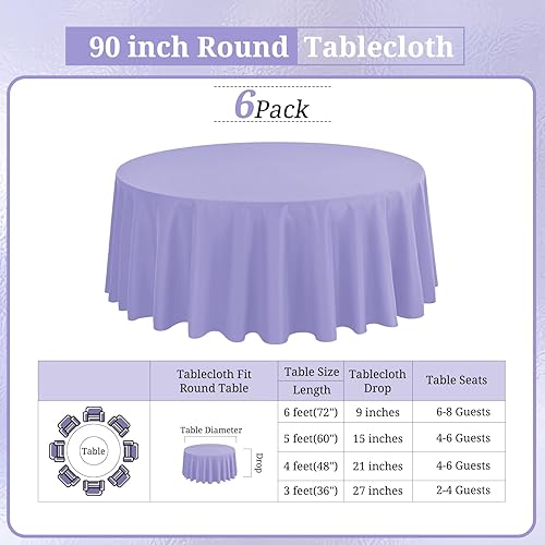 Miniatura 238 de Paquete de 10 manteles redondos de 120 pulgadas, mantel de poliéster blanco para mesa redonda, resistente a las manchas y a las arrugas, mantel
