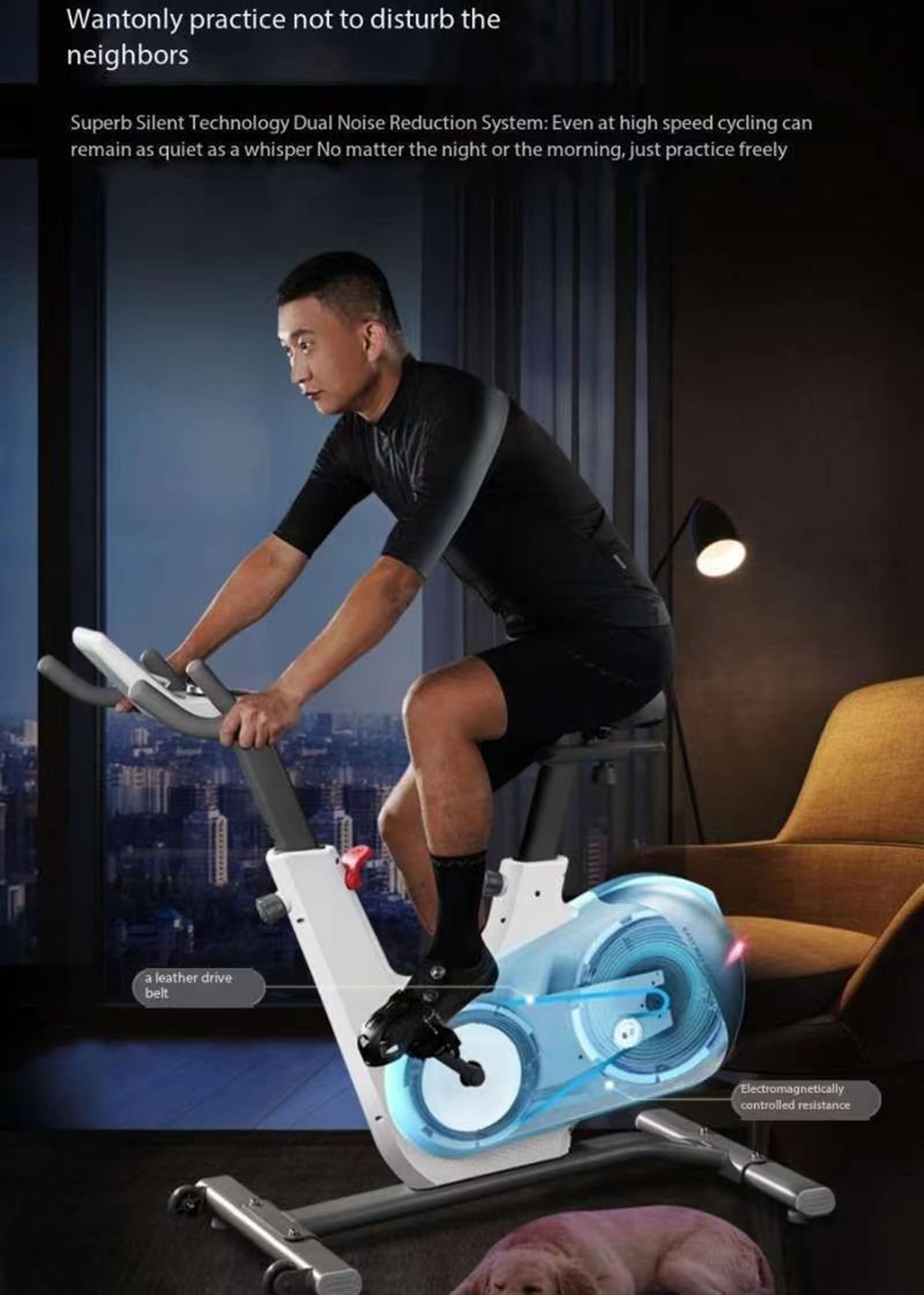 Cyclette intelligente, ultra silenziosa, magnetica, per interni, con comodo cuscino per il sedile, resistenza regolabile per fitness a casa e perdita di peso