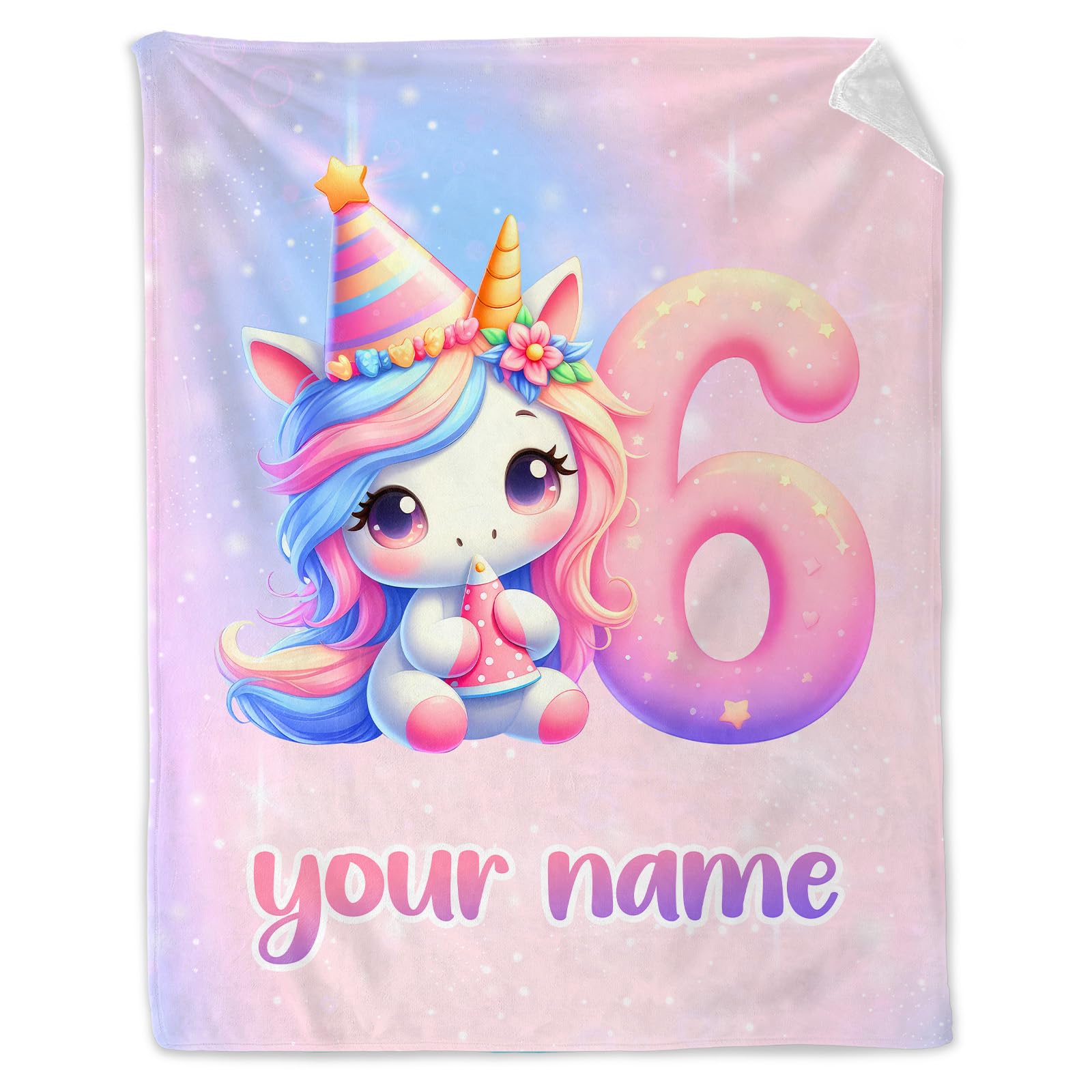 Eccustomized Custom Unicorn Blanket for Kids 4-6 - Breathable Cozy Unicorn Throw Blanket - 30" x 40" Inches Pink Blankets for Bed - Unicorn Birthday