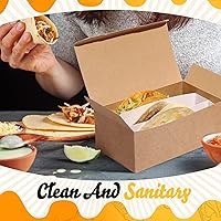 Vista 6 de Cajas de tacos con divisores de pie, contenedores de comida para llevar tacos de tres compartimentos, cartón kraft, almacenamiento desechable