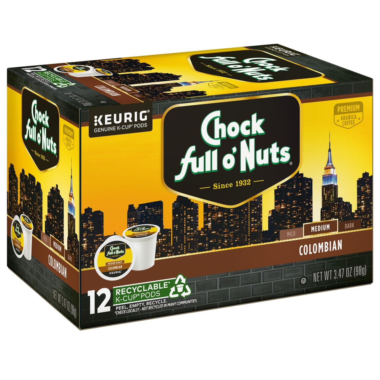 Amazon.com: Chock Full o'Nuts Colombian Coffee, Compatible with