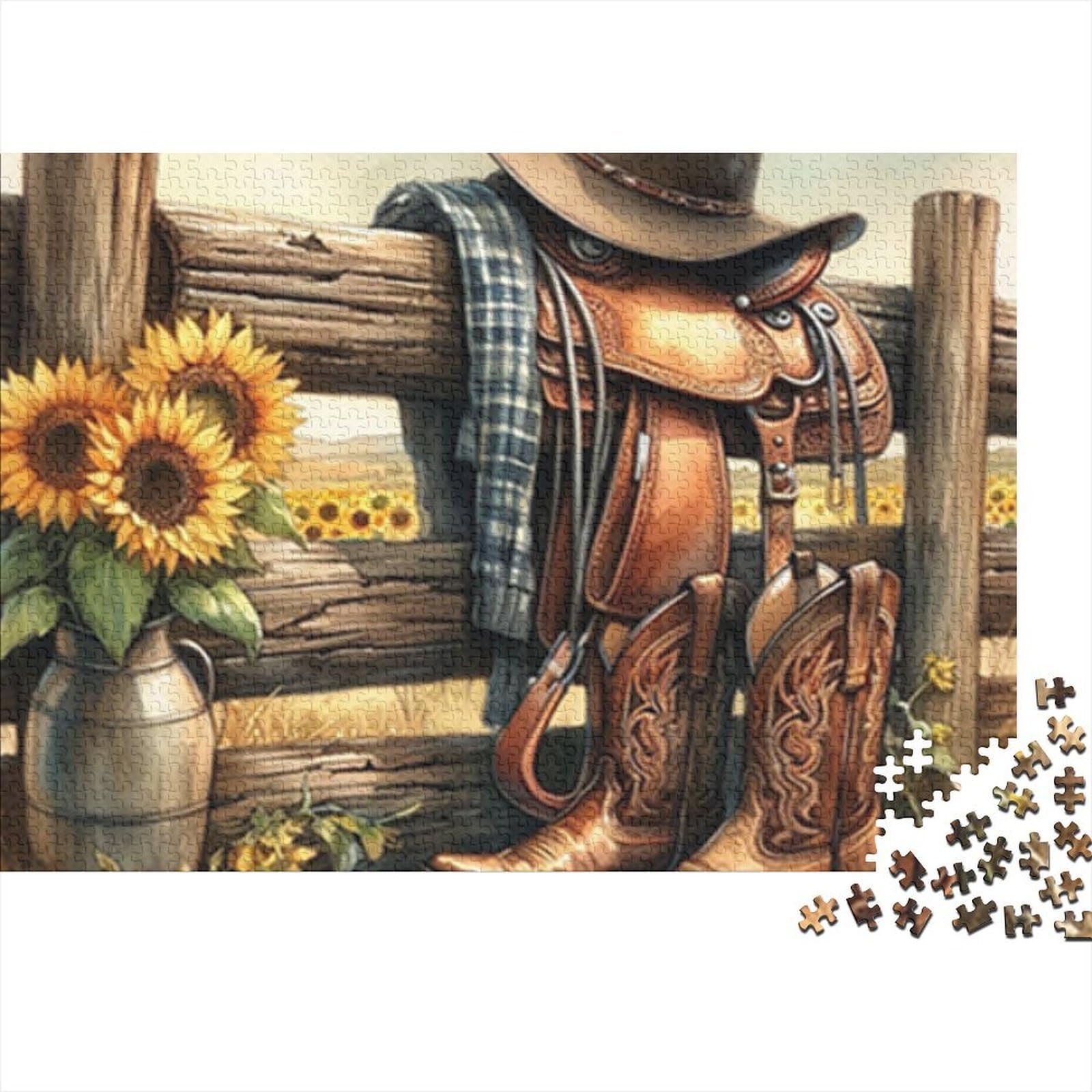 Puzzle de 1000 piezas Western Cowboy con acabado artístico de alta calidad 8