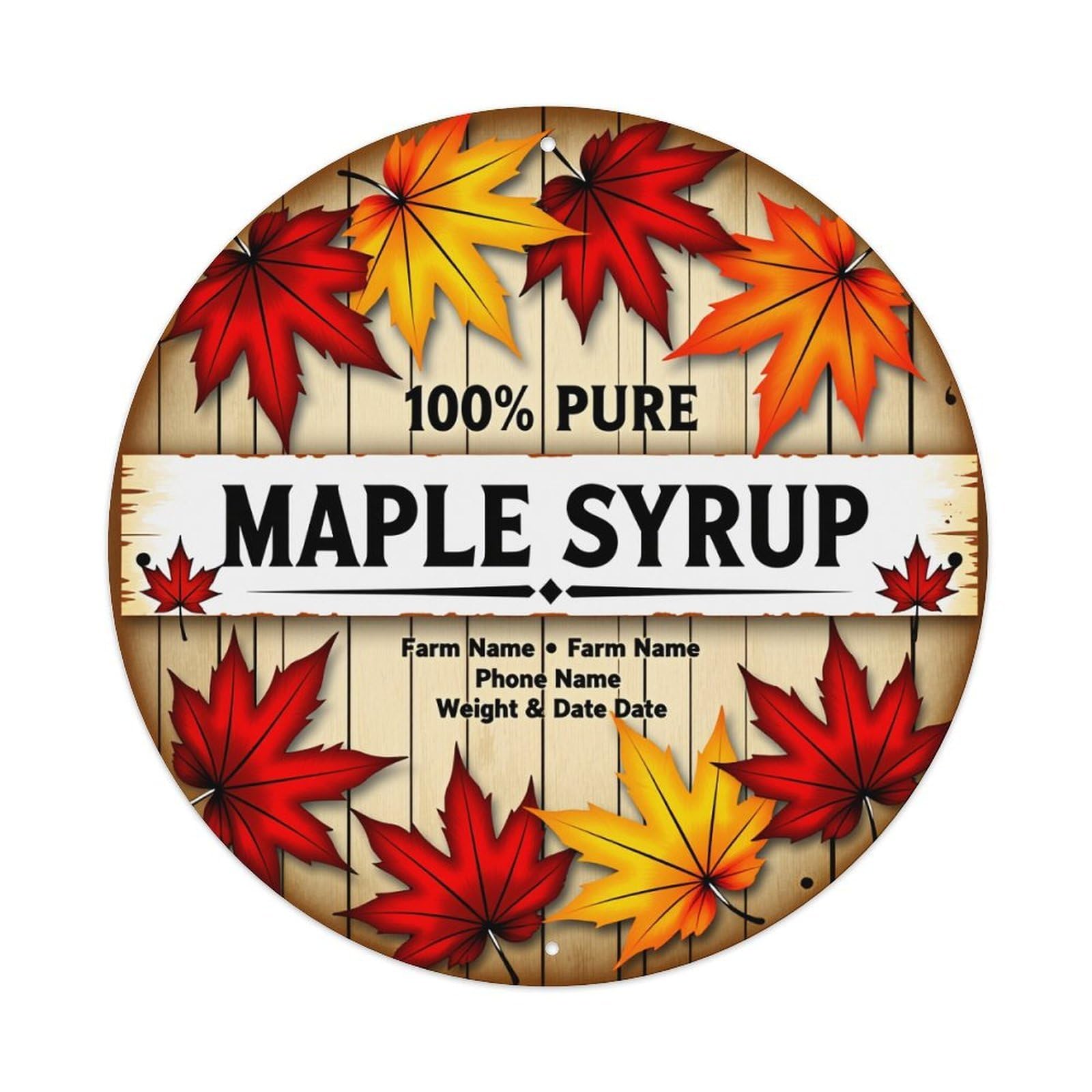 Maple Leaves Wood Background Label Metal Tin Sign Vintage Garden Bedroom Cafe Bar Man Cave Home Wall Decor Metal Poster 8x8 inches