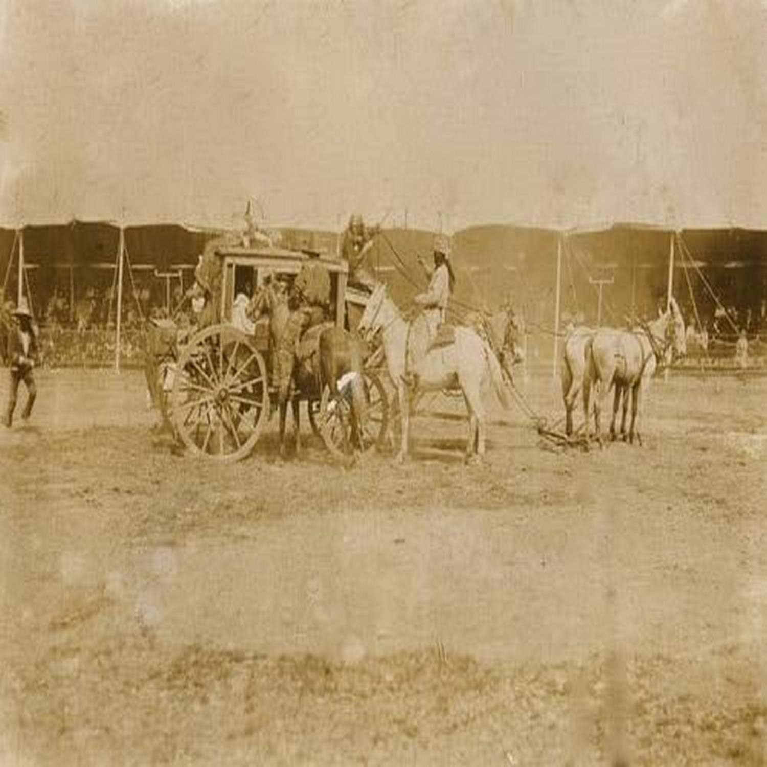 Buffalo Bills Wild West Show Deadwood Stage Coach Attack Attack Upon The Deadwood Stage Coach Was The Centerpiece Of Buffalo Bills Wild West Show In This Photograph The Stage Coach Drawn By A Team Of
