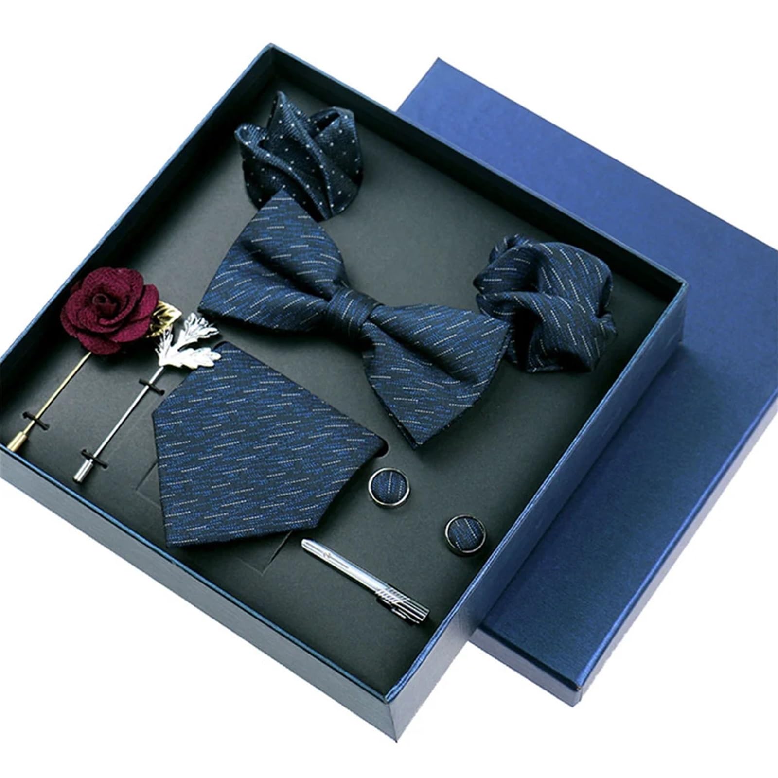 Conjunto de 8 piezas corbatas negocios for hombre, broches florales, Pin, gemelos, Clips corbata, pajarita mariposa Para Bodas