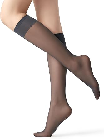 MOOCHI Womens Sheer Knee High Stockings 6 Pairs 20 Denier Nylon Socks