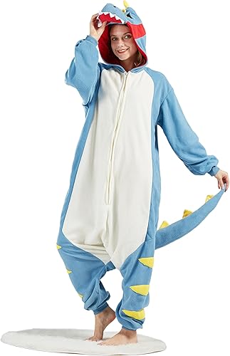 Miniatura 5 de DELEY Women Men Halloween Onesie Adult Pajamas Animal Cosplay Costume Homewear Sleepwear Jumpsuit,Tyrannosaurus