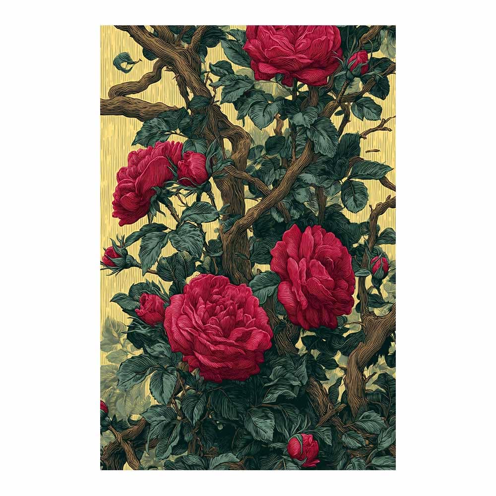 Hoqiu Multicolor Flowers Wall Canvas Darks Reds Ros Illustration Artwork, Wall Decoration Living Room Bedroom Hallway Stairs Decoration.(Multicolor)-60X80cm Unframed