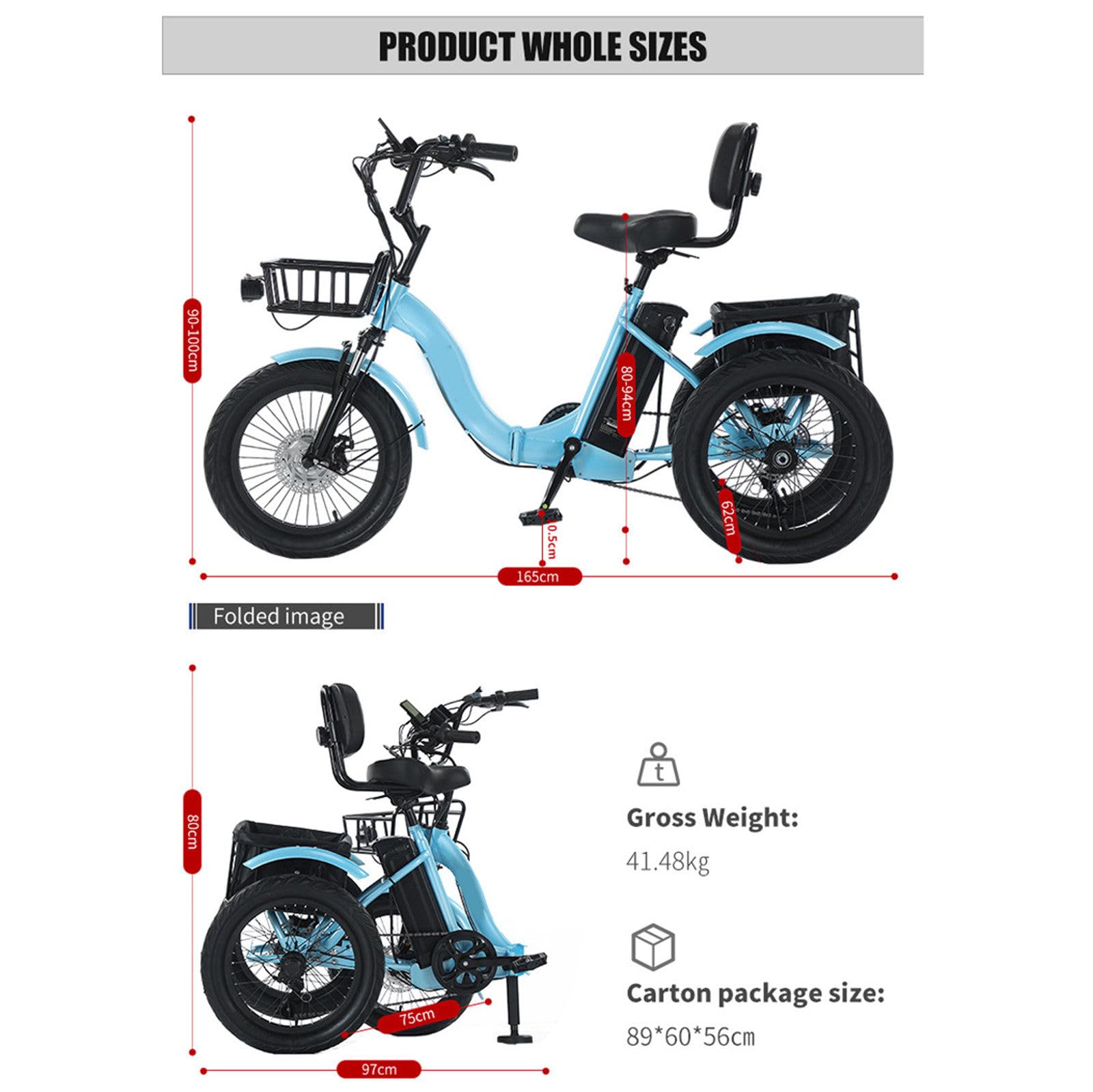 Triciclo Elettrico Pieghevole Da 18" Per Adulti, 7 Velocità, 48v 13ah, Ruote Larghe, Con Cestino Portapacchi, Facile Da Salire, Con Telaio a Scavalco, Per Una Guida Confortevole. Yellow
