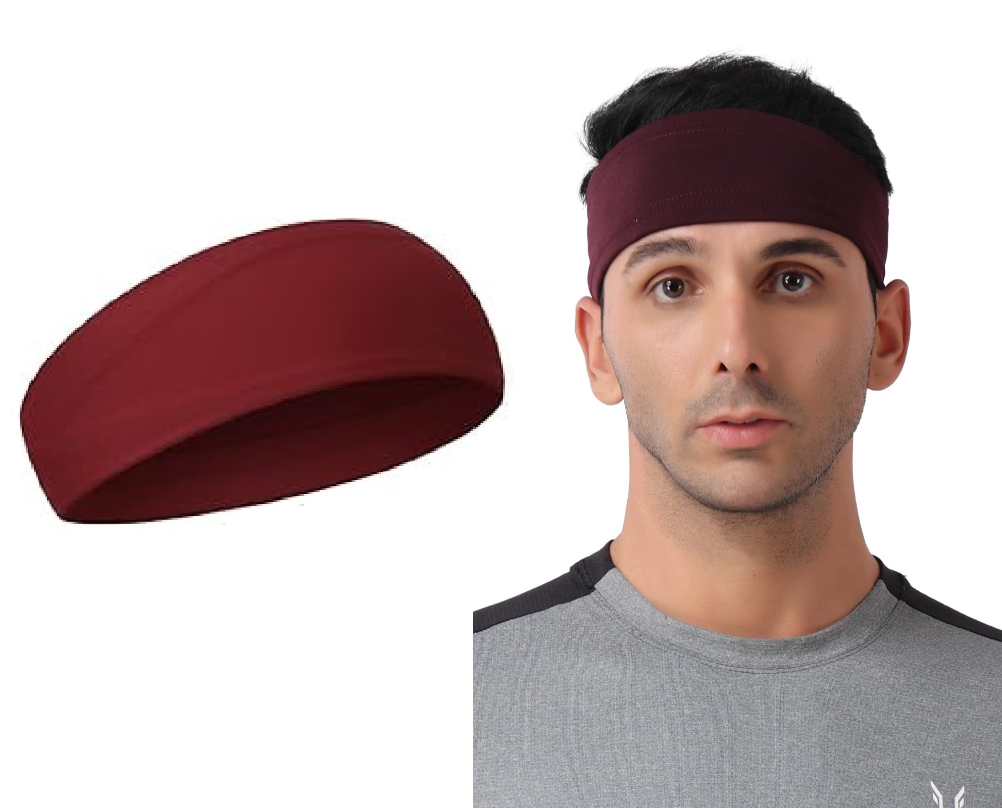 Sports Sweatbands for Men Women Camo Headbands Workout Non Slip Headbands Breathable Head Band Fitness Stretchy Unisex Hairband for Yoga Running Cycling Ball (Maroon)