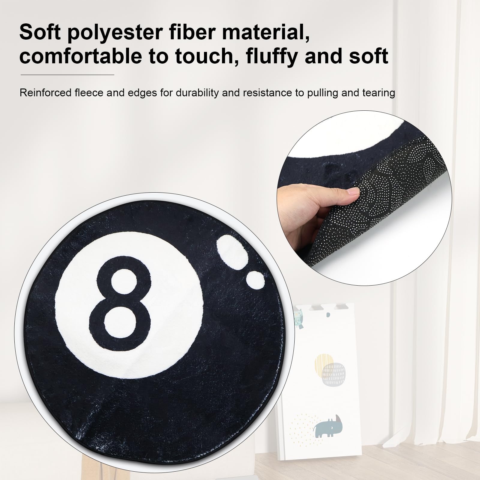 8 Ball Teppich Rund - Lustiger Billard Teppich Für Kinderzimmer & Wohnzimmer