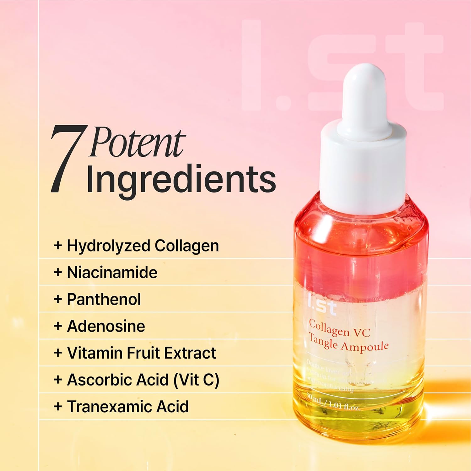 I.st Collagen VC Bounce Ampoule Korean Skin Care for Face, Vitamin C Dual Effect Capsule Serum, Face Serum for Hydration, 1.01 Fl Oz