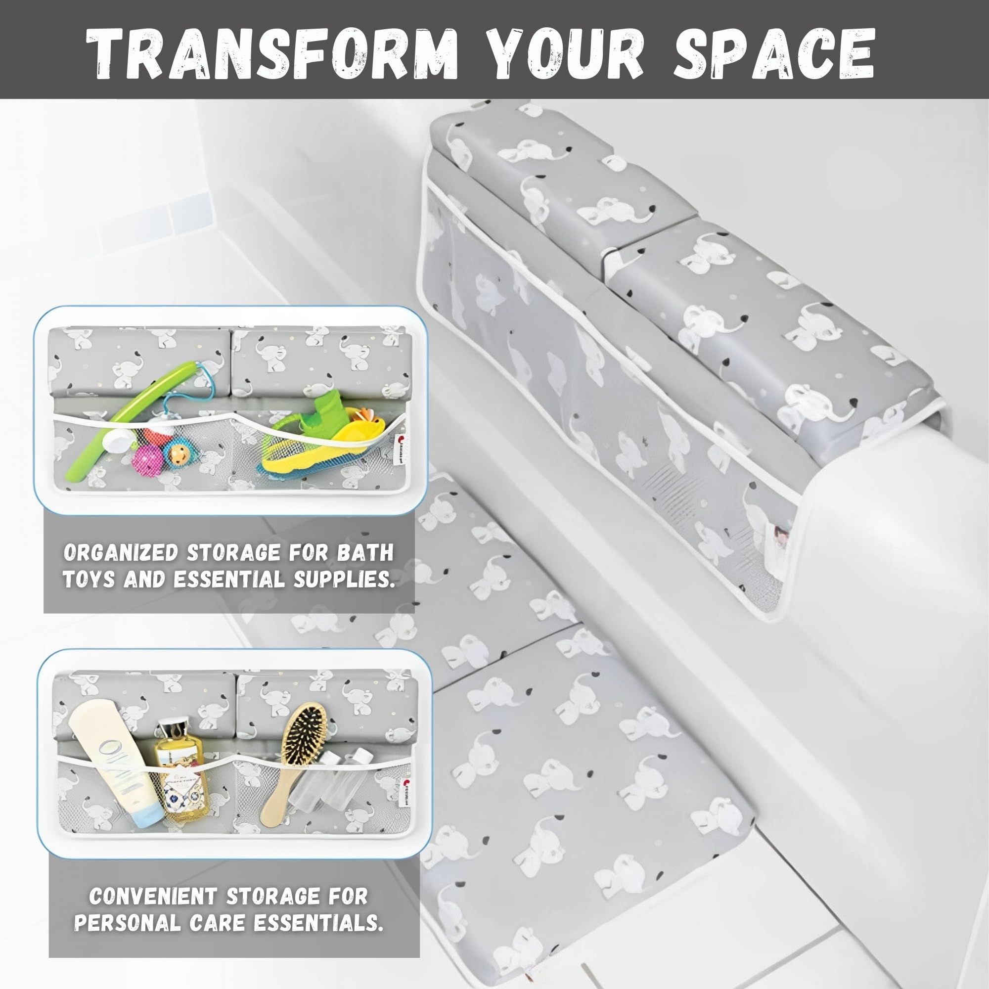 Juego completo de rodilleras y coderas para baño de bebé, accesorios completos de baño para bebé con almohadilla de rodillas indolora para bañar al bebé, cojín de baño de secado rápido, coderas y