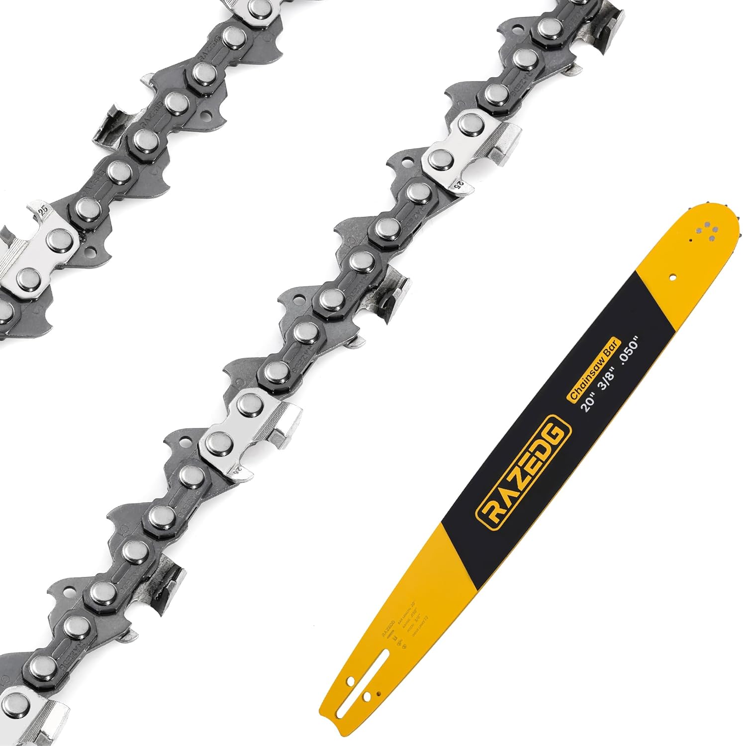 20" Chainsaw Bar + 2 Carbide Chains, 3/8" Pitch, .050" Gauge, 72 Drive Links, Fits Husqvarna 455, 455 Rancher, 460 Rancher, 570, Poulan PP5020AV, PR5020 and More