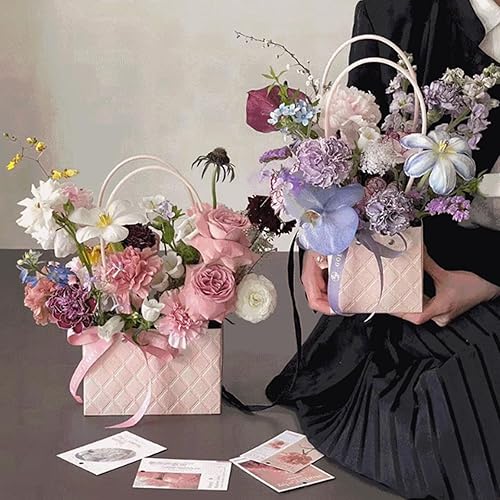 Miniatura 9 de Bolsas de regalo de flores, bolsas de flores para ramos de flores, caja de flores con asa para el día de la madre, día de San Valentín, boda,