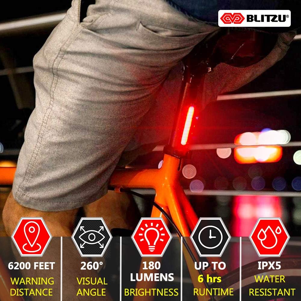 BLITZU Cyborg 168T Rear Bike Light mounted on a helmet