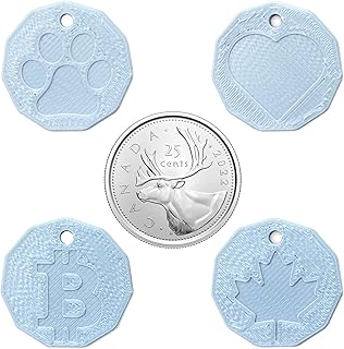 MOOSE GOODS Shopping Cart Key Set of 4 Coins | Shopping Cart Quarter Coin | Unlock Release Key for Grocery Cart | Bitcoin Design | Dog Paw Design | Heart Design | Maple Leaf Design