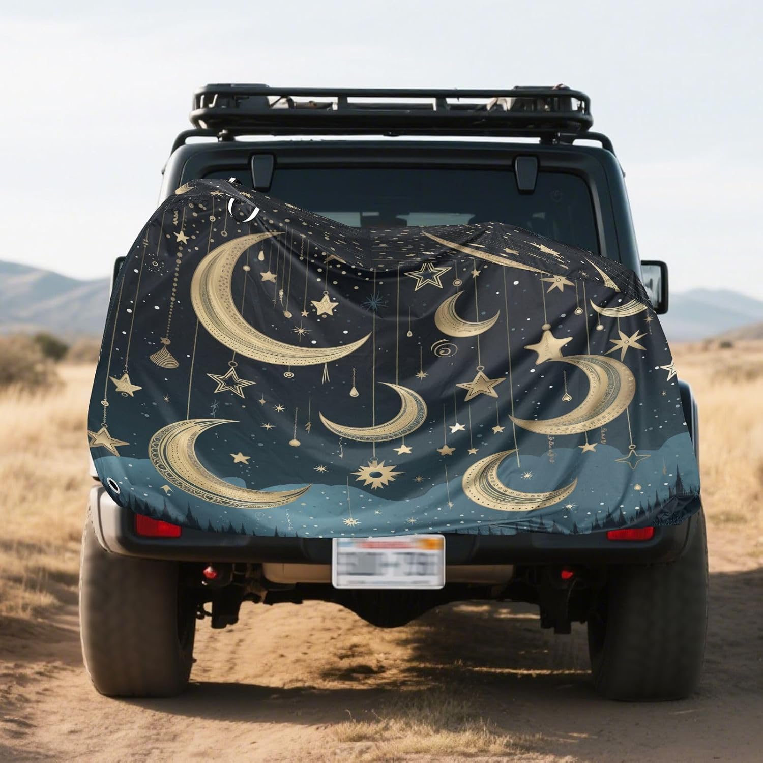 ALAZA Boho Moons Stars Starry Bike Cover Waterproof Outdoor Ebike Bicycle Covers Tarp Protection for 1/2 Bikes, Sun UV Dust Wind Proof
