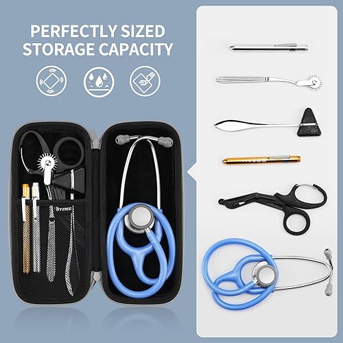 Miniatura 2 de Funda para estetoscopio Littmann Classic III, Lightweight II S.E de 3M, Acoustica Deluxe de MDF, Cardiology IV, espacio para tijeras médicas,