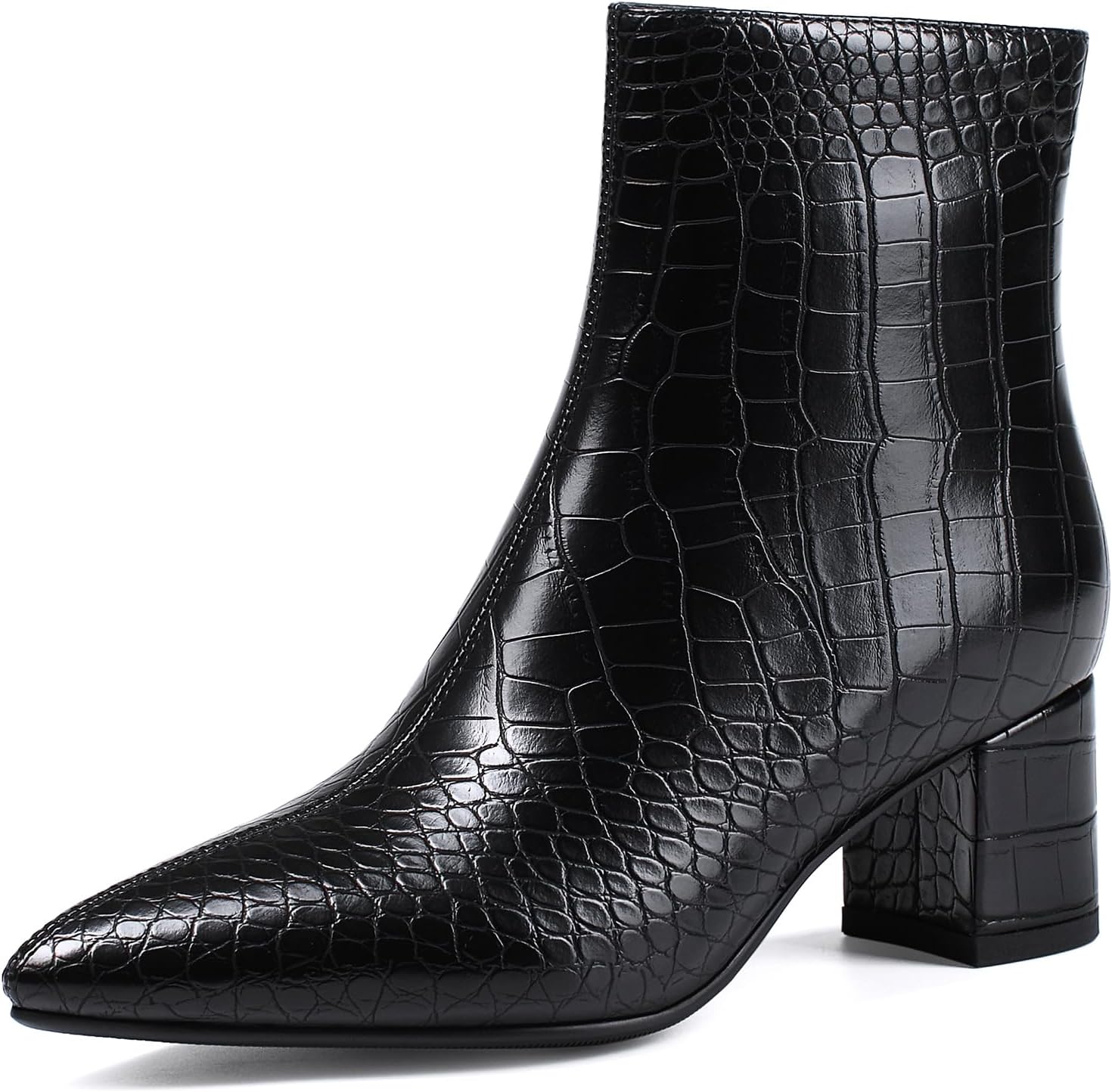 Women's Ankle Boots Pointed Toe Chunky Block Heel Short Boots for Women Low Heeled Booties