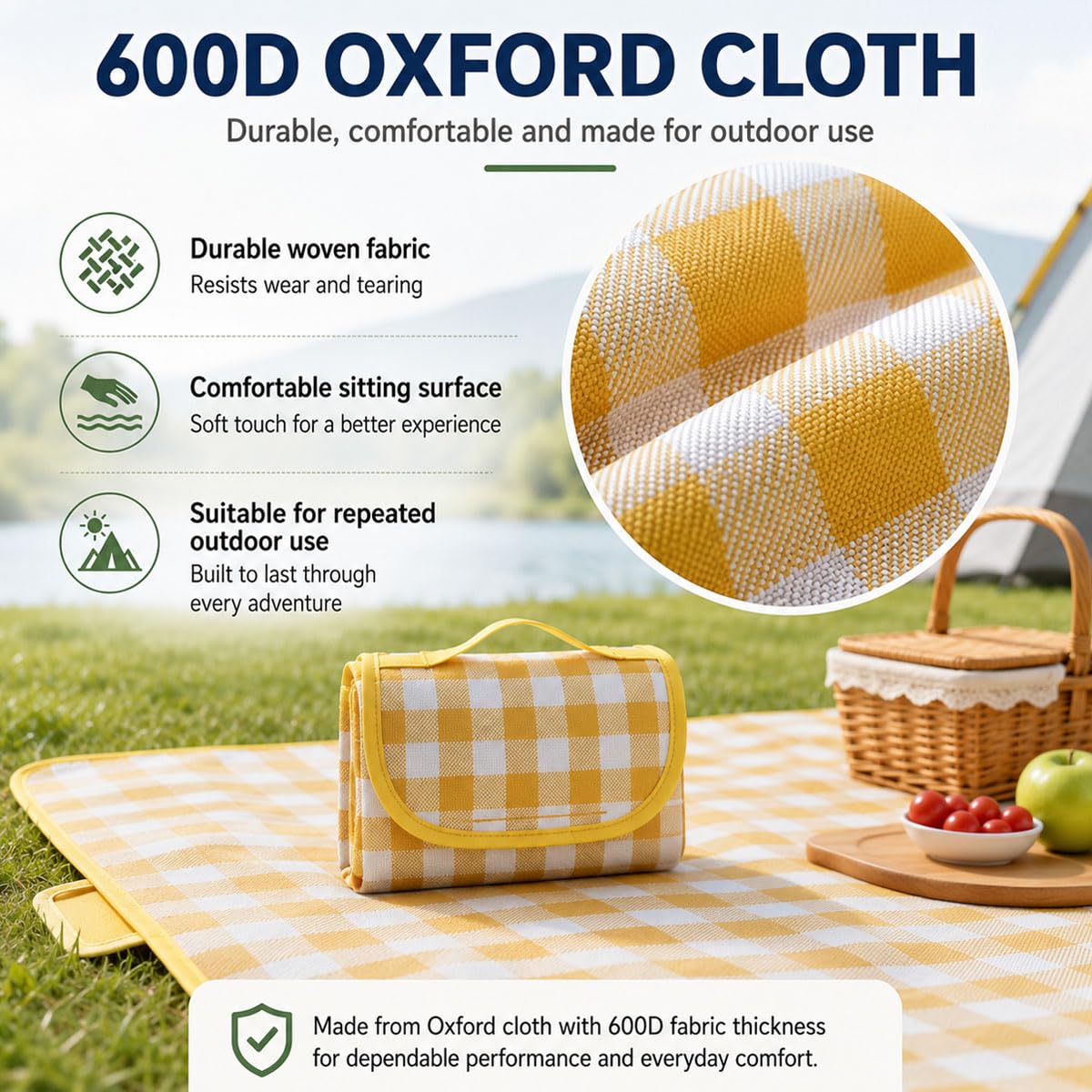 Coperta Da Picnic Pieghevole 150 X 200 CM Tappetino Da Picnic Per Esterni | Coperta Da Spiaggia Impermeabile Con Maniglia Per Il Trasporto, Design E Superficie Facile Da Pulire, Per Spiagge, Parchi, Ca