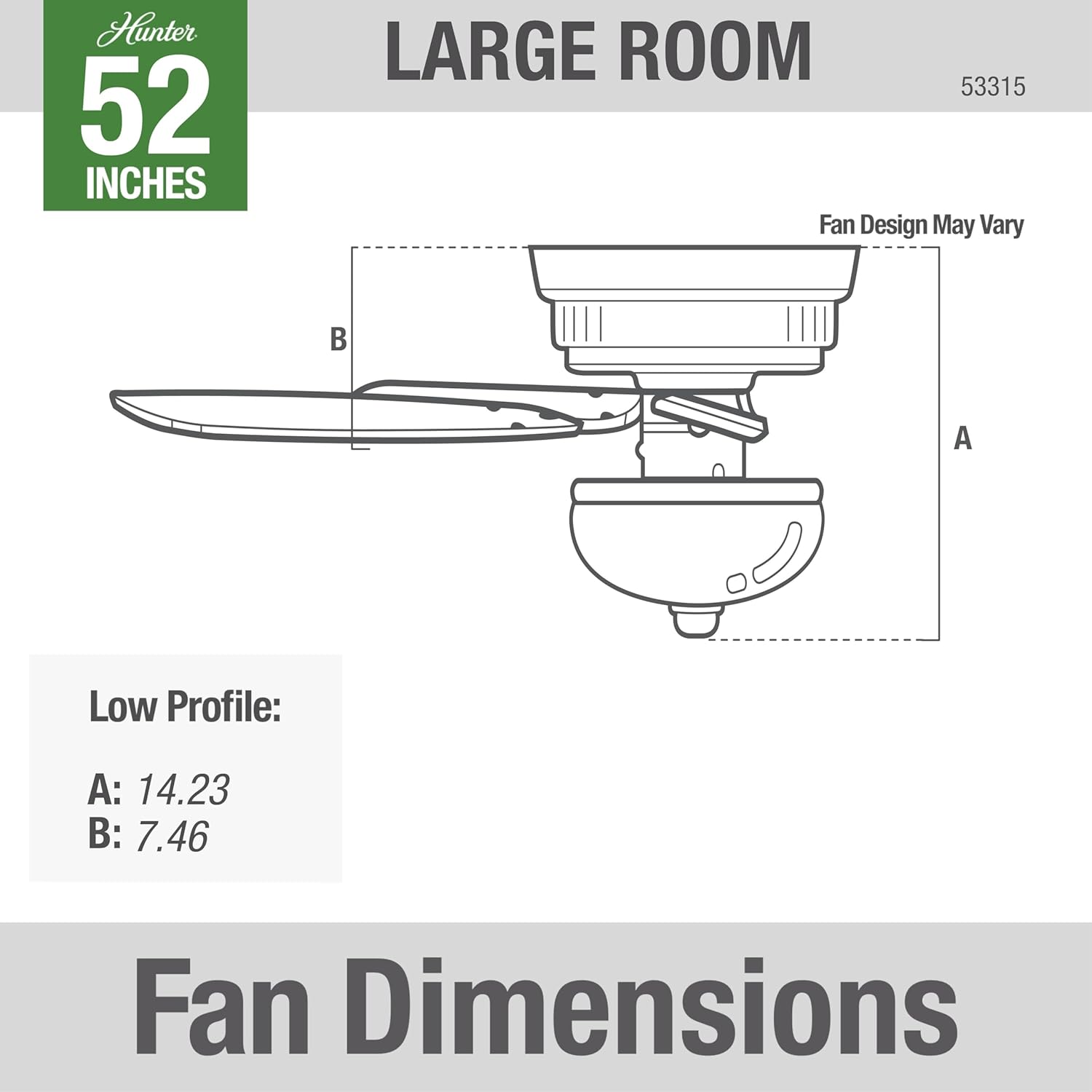 Hunter Fan Newsome Indoor Low Profile Ceiling Fan with LED Light and Pull Chain Control, 52", Brushed Nickel