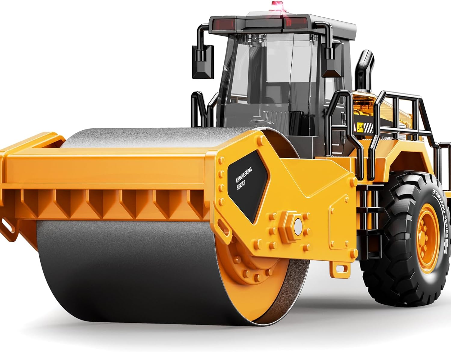 Pupu Pig Kids Metal Construction Toys - Steam Roller, Upgraded Construction Vehicle with Lights and Sounds, Die-Cast Model Toy Car, Road Roller Toy for Boys Girls Toddlers Kids Gift, Ages 3+, Yellow